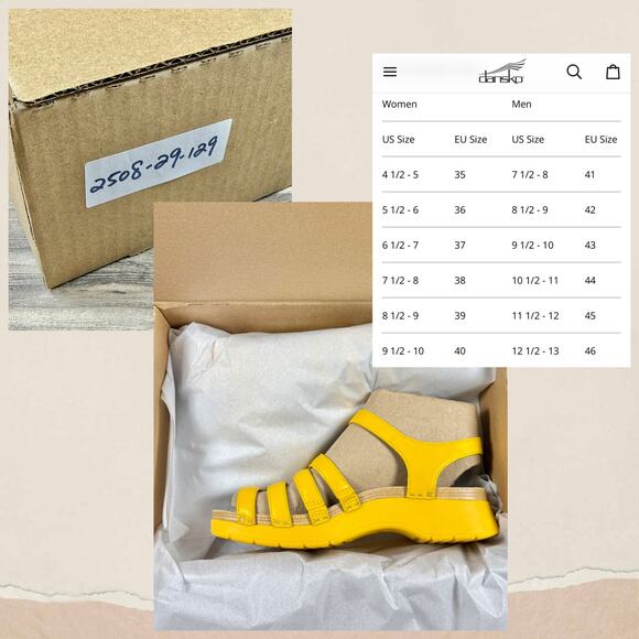 NEW Dansko Roxie Yellow Strappy Leather Clog Sandals 38 7.5-8 - Picture 11 of 12